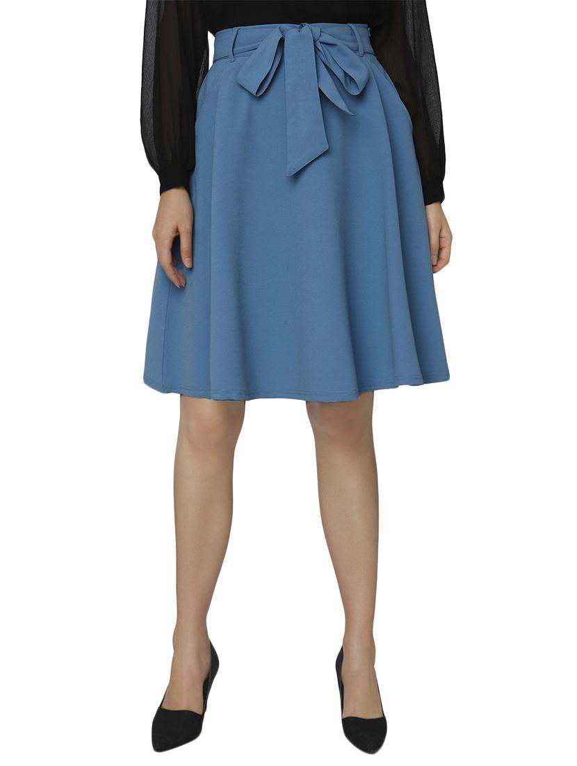 tie-knot waist skater skirt - 15797185 - Zoom Image - 1