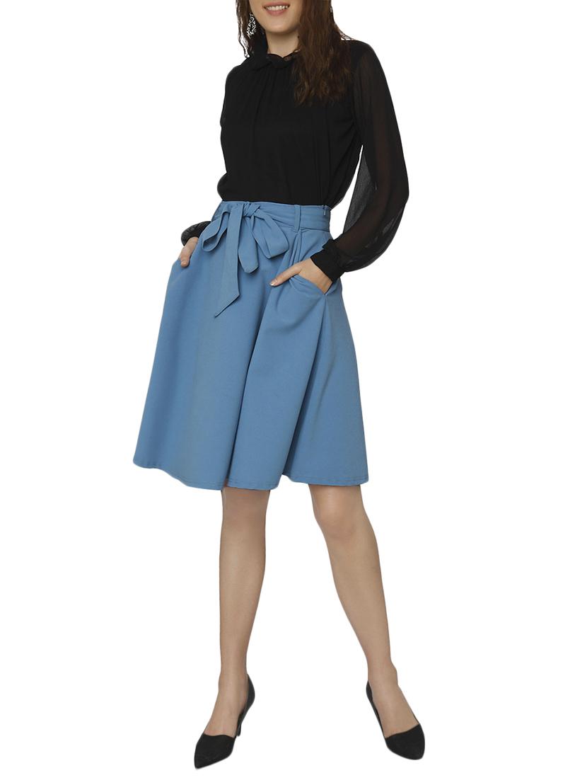 tie-knot waist skater skirt - 15797185 - Zoom Image - 4