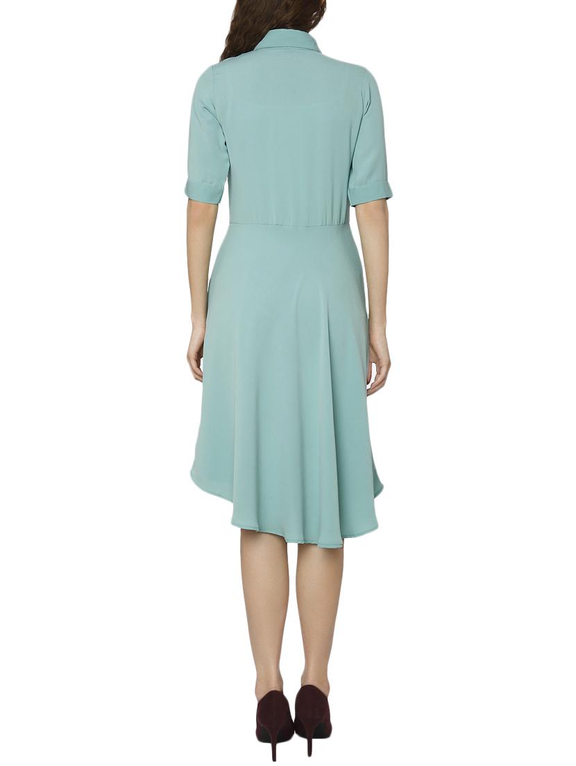 button detail flared asymmetric dress - 15797188 - Zoom Image - 3