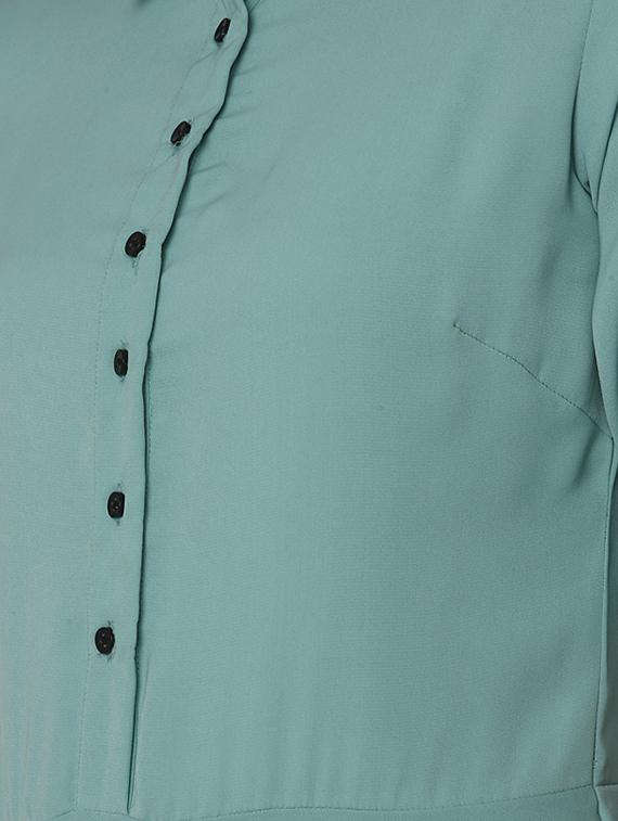 button detail flared asymmetric dress - 15797188 - Zoom Image - 4