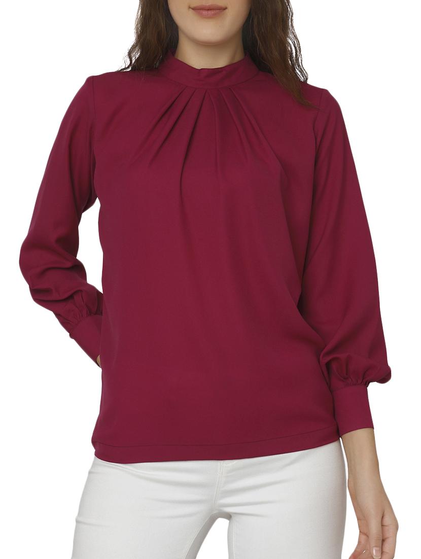 pleated mock neck top - 15797191 - Zoom Image - 1