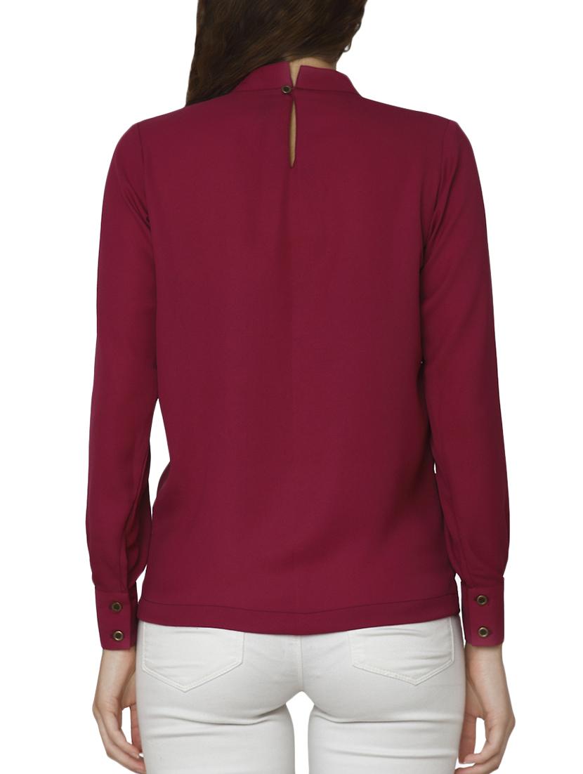 pleated mock neck top - 15797191 - Zoom Image - 3