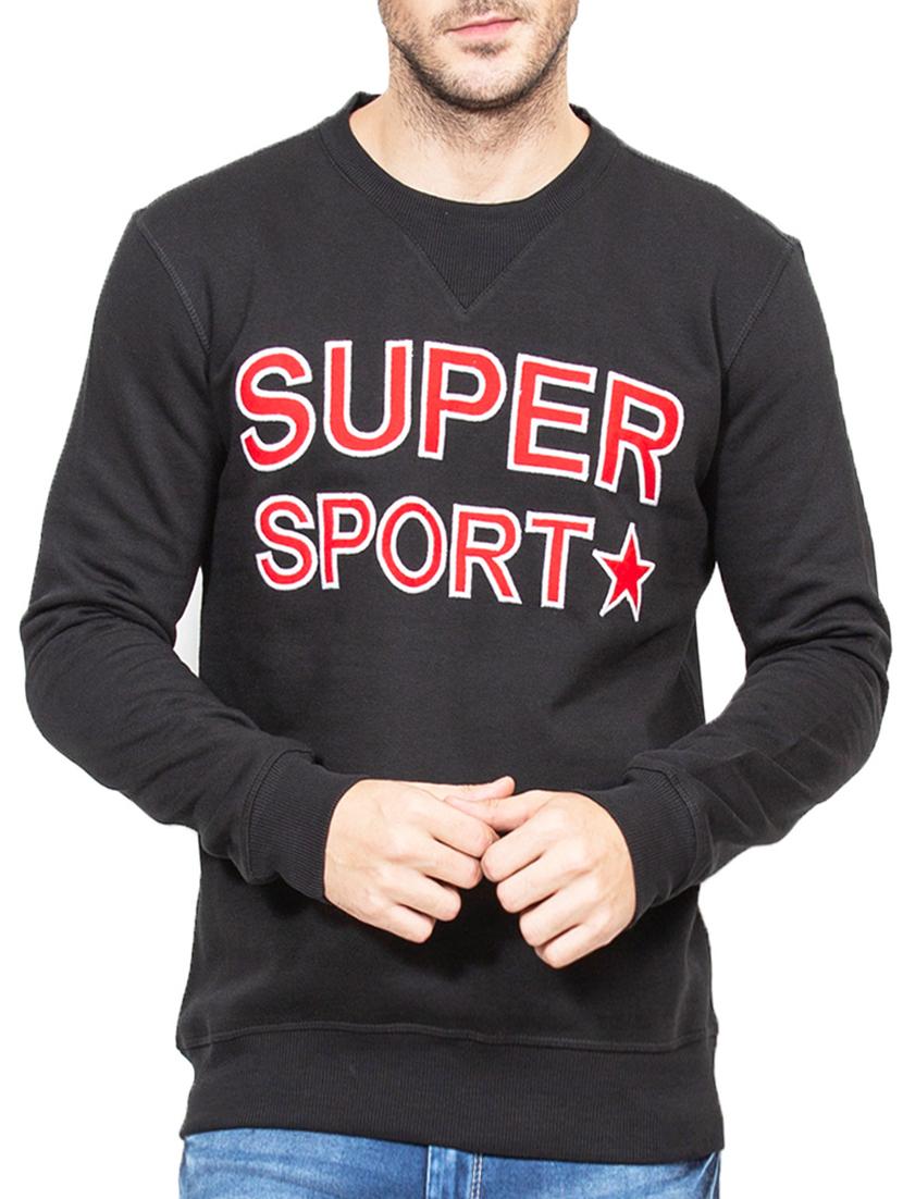 black hoisery chest print sweatshirt - 15797204 - Zoom Image - 1