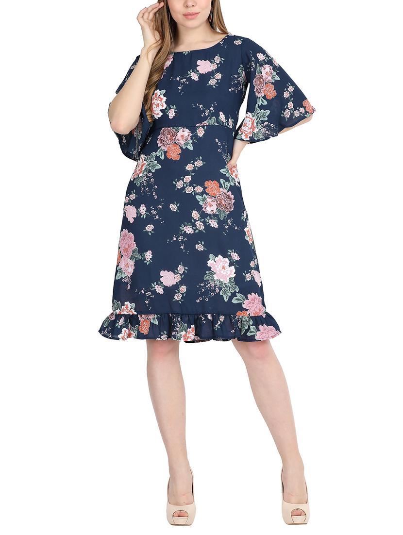 gathered hem floral a-line dress - 15797209 - Zoom Image - 1