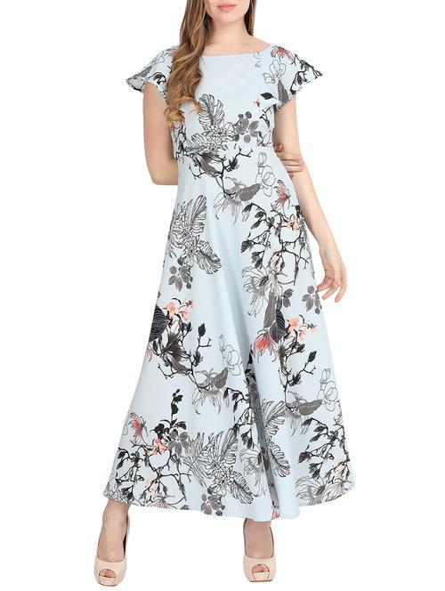 ruffled sleeved botanical print maxi dress - 15797219 - Standard Image - 1