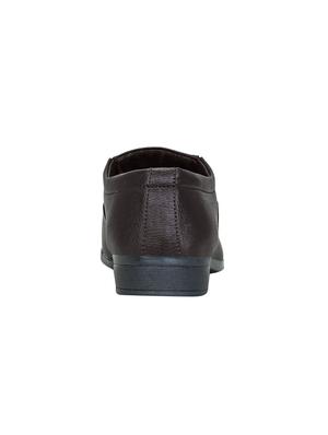 brown leatherette formal slip ons - 15797269 - Standard Image - 3
