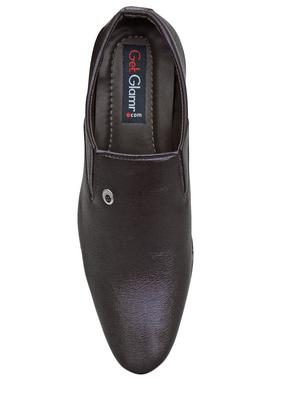 brown leatherette formal slip ons - 15797269 - Standard Image - 4