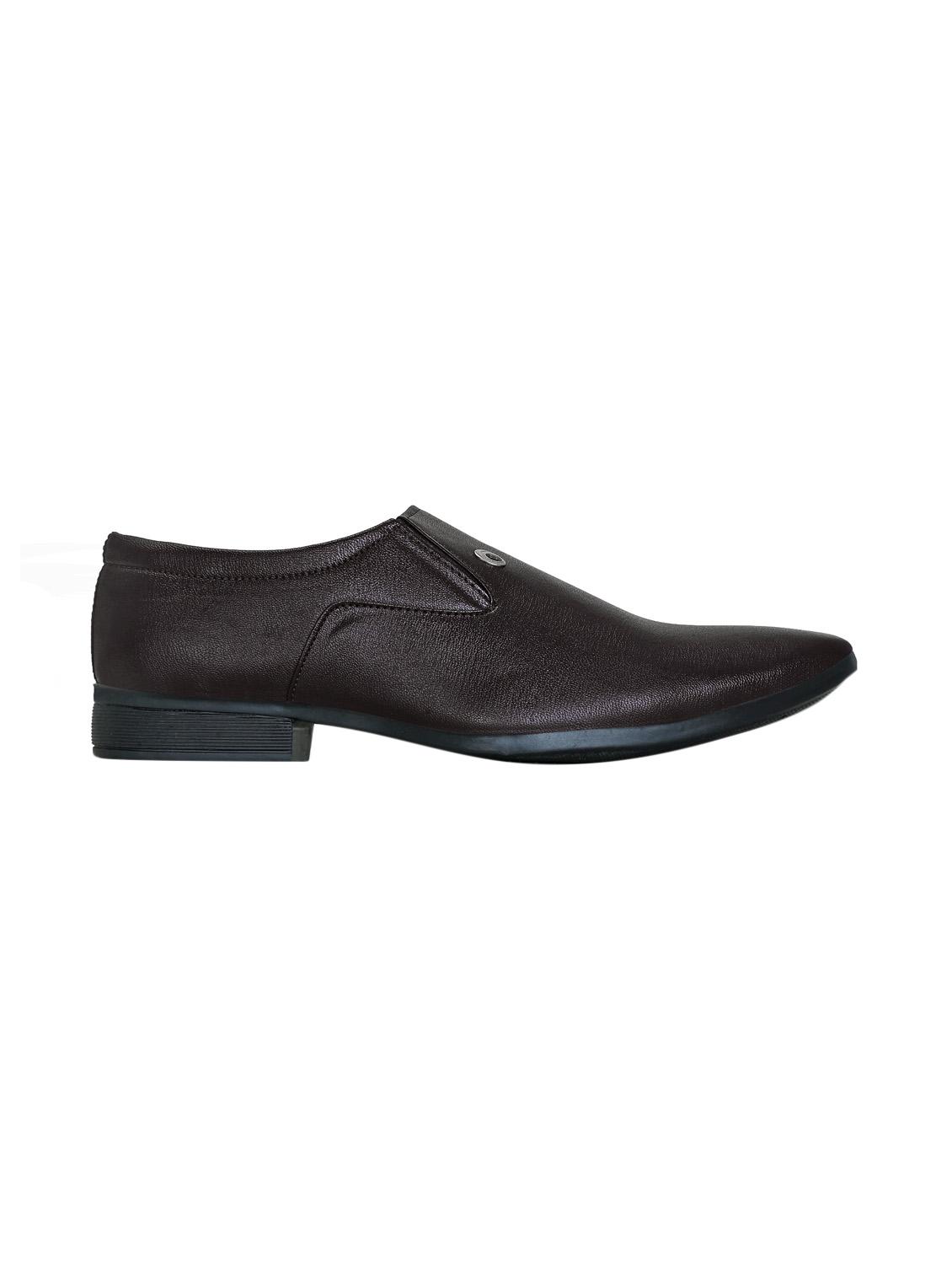 brown leatherette formal slip ons - 15797269 - Zoom Image - 2