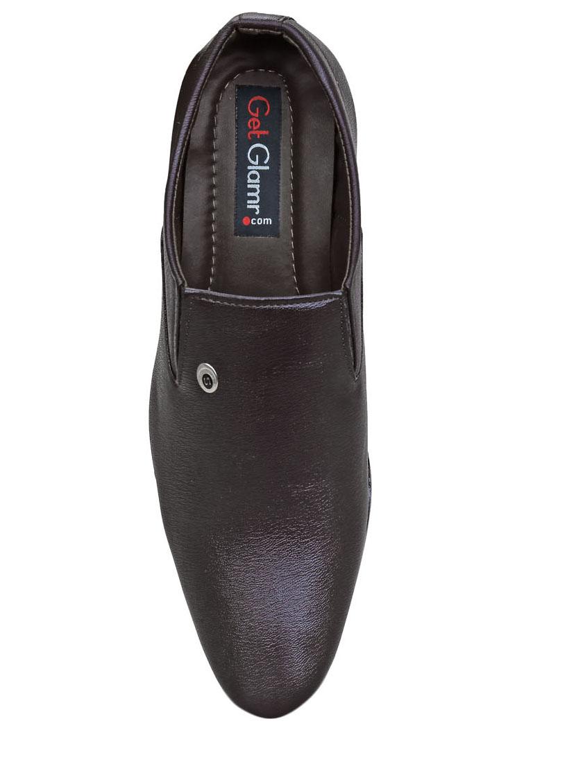 brown leatherette formal slip ons - 15797269 - Zoom Image - 4