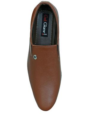 tan leatherette formal slip ons - 15797270 - Standard Image - 4