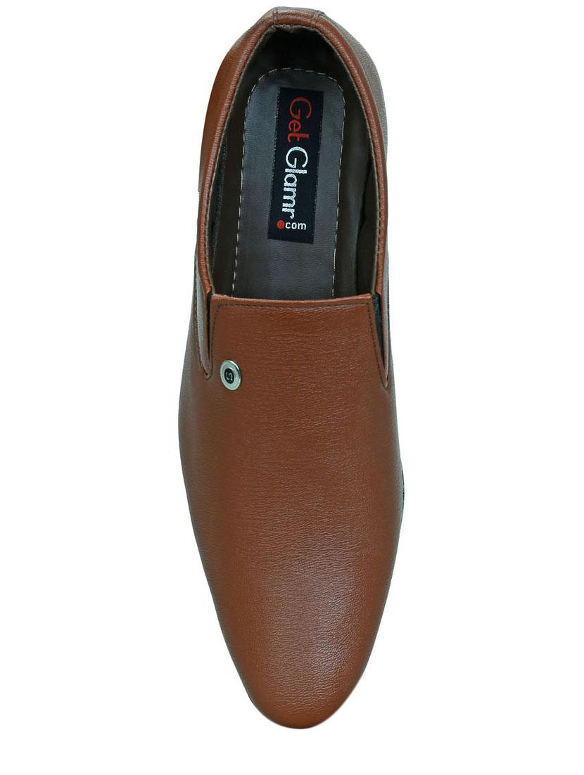 tan leatherette formal slip ons - 15797270 - Zoom Image - 4