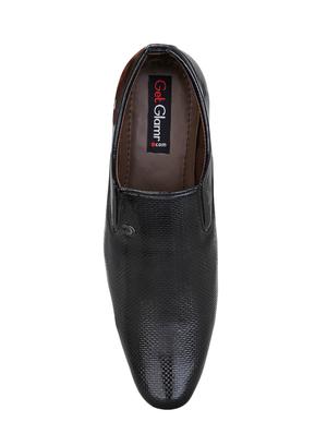 black leatherette formal slip ons - 15797271 - Standard Image - 4