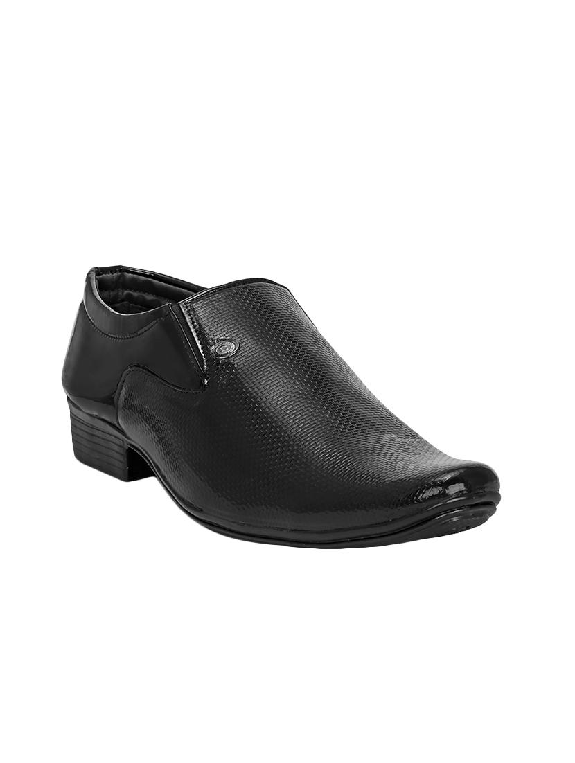 black leatherette formal slip ons - 15797271 - Zoom Image - 1