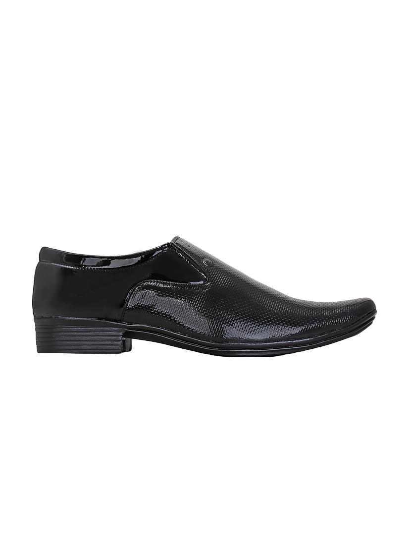 black leatherette formal slip ons - 15797271 - Zoom Image - 2