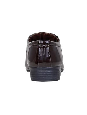 brown leatherette formal slip ons - 15797272 - Standard Image - 3