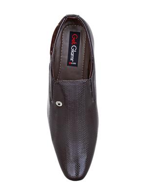 brown leatherette formal slip ons - 15797272 - Standard Image - 4