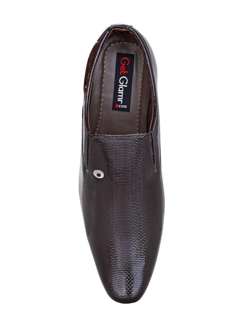 brown leatherette formal slip ons - 15797272 - Zoom Image - 4