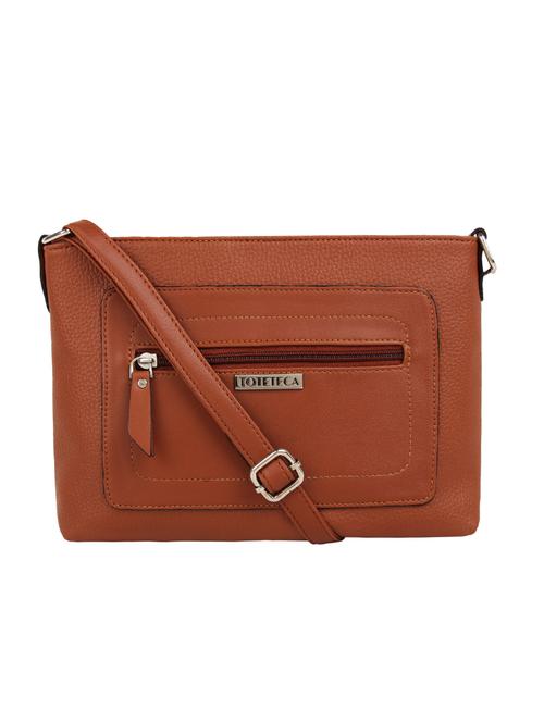 tan leatherette (pu) regular sling bag - 15797766 - Very Small Image - 1