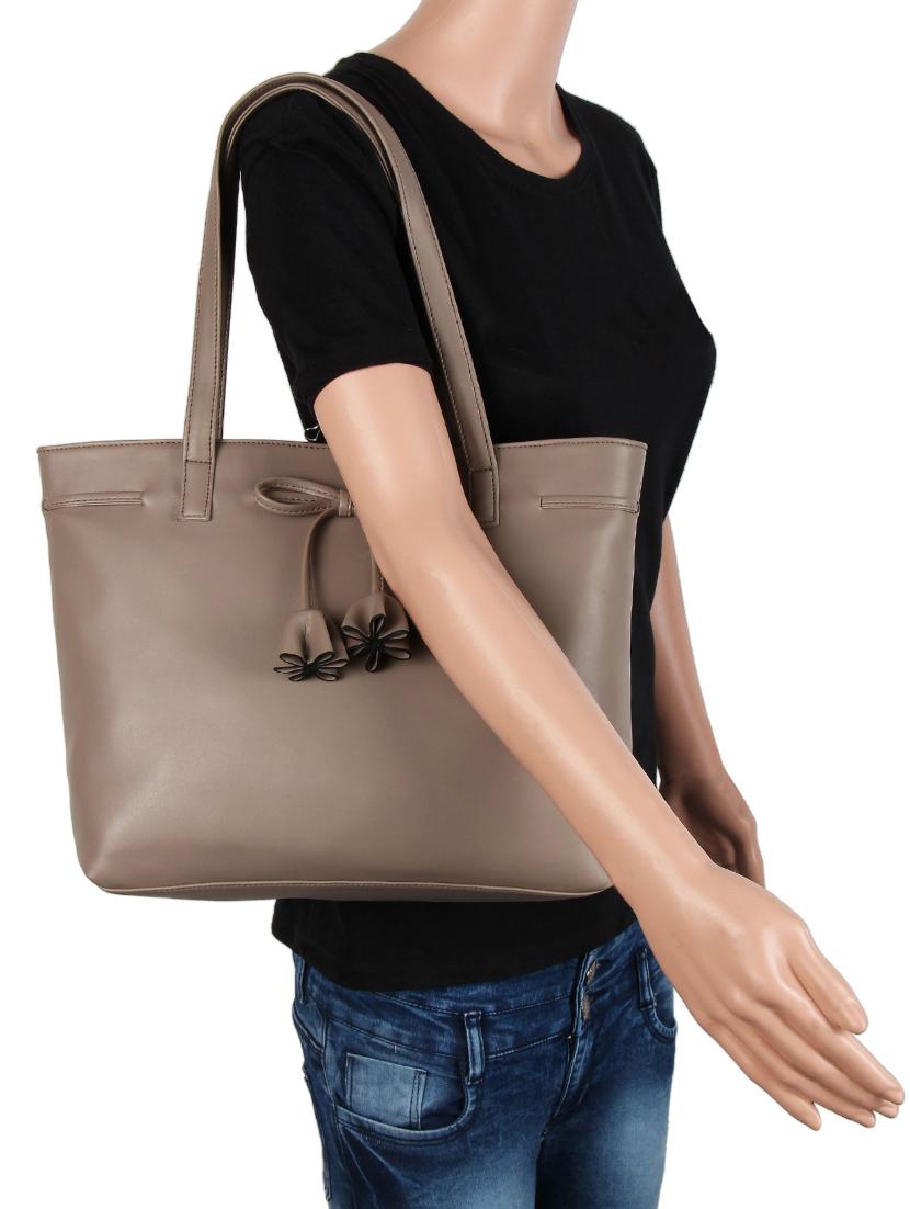 brown leatherette (pu) regular handbag - 15797811 - Zoom Image - 5