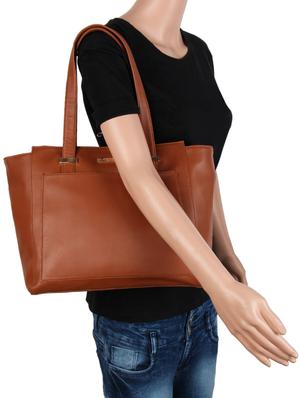 tan leatherette (pu) regular handbag - 15797823 - Standard Image - 5