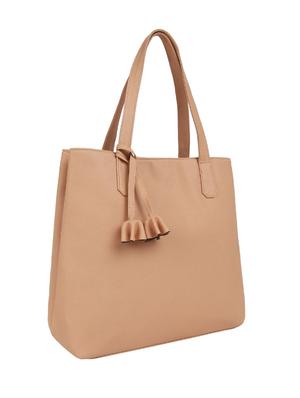 beige leatherette (pu) regular handbag - 15797846 - Standard Image - 4