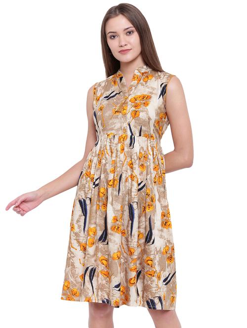 button detail tie-back flared dress - 15797915 - Standard Image - 1
