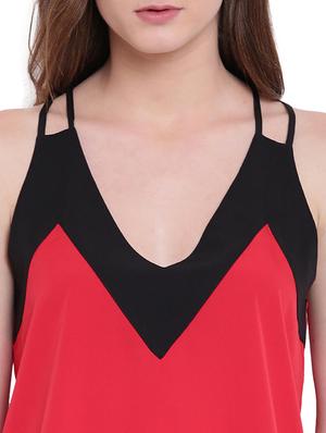 contrast paneled twin strapped top - 15797946 - Standard Image - 5