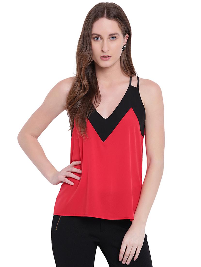 contrast paneled twin strapped top - 15797946 - Zoom Image - 1