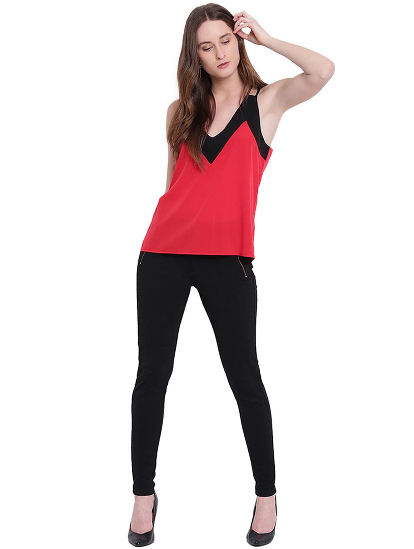 contrast paneled twin strapped top - 15797946 - Zoom Image - 4