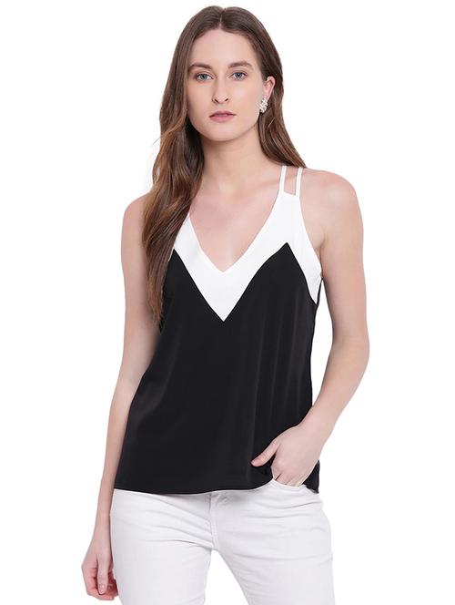 contrast paneled twin strapped top - 15797948 - Standard Image - 1