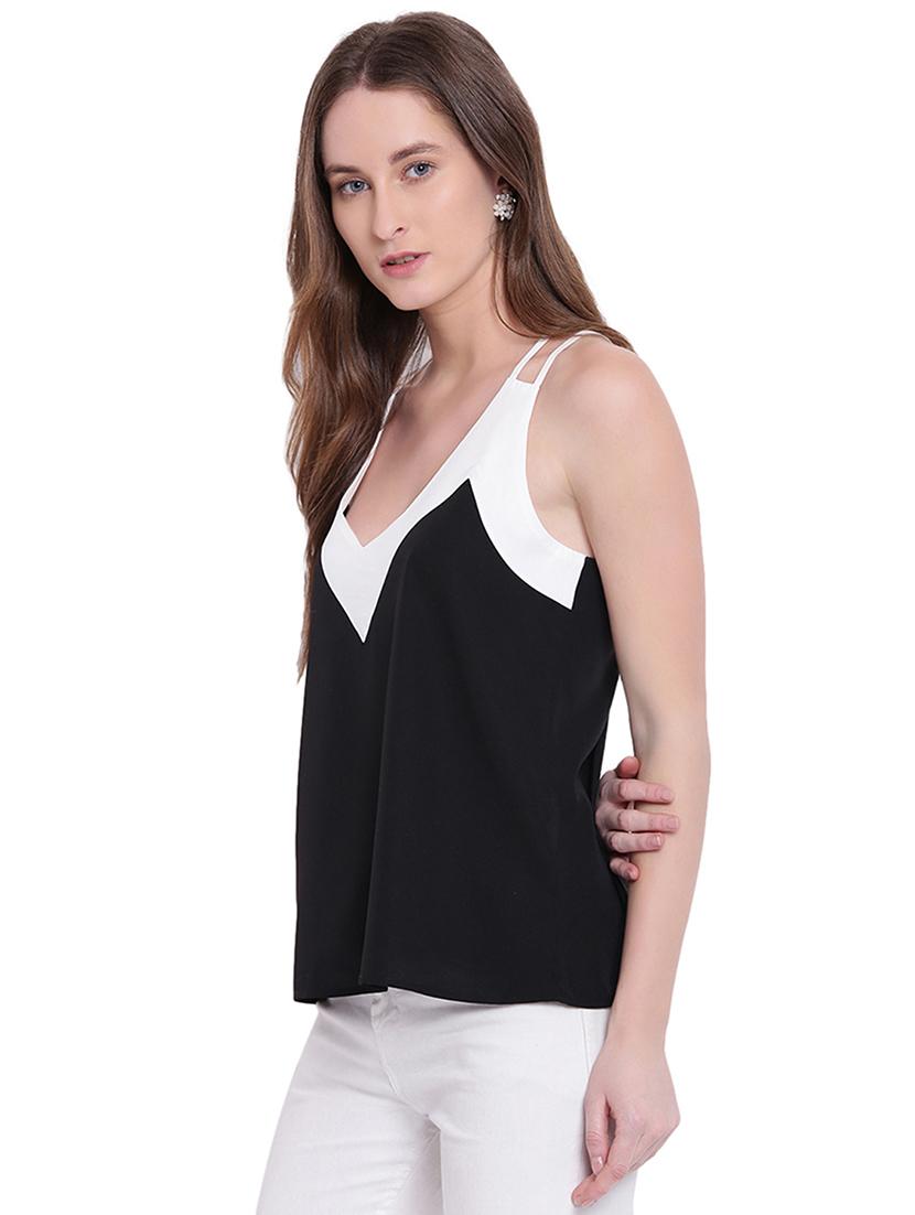 contrast paneled twin strapped top - 15797948 - Zoom Image - 2