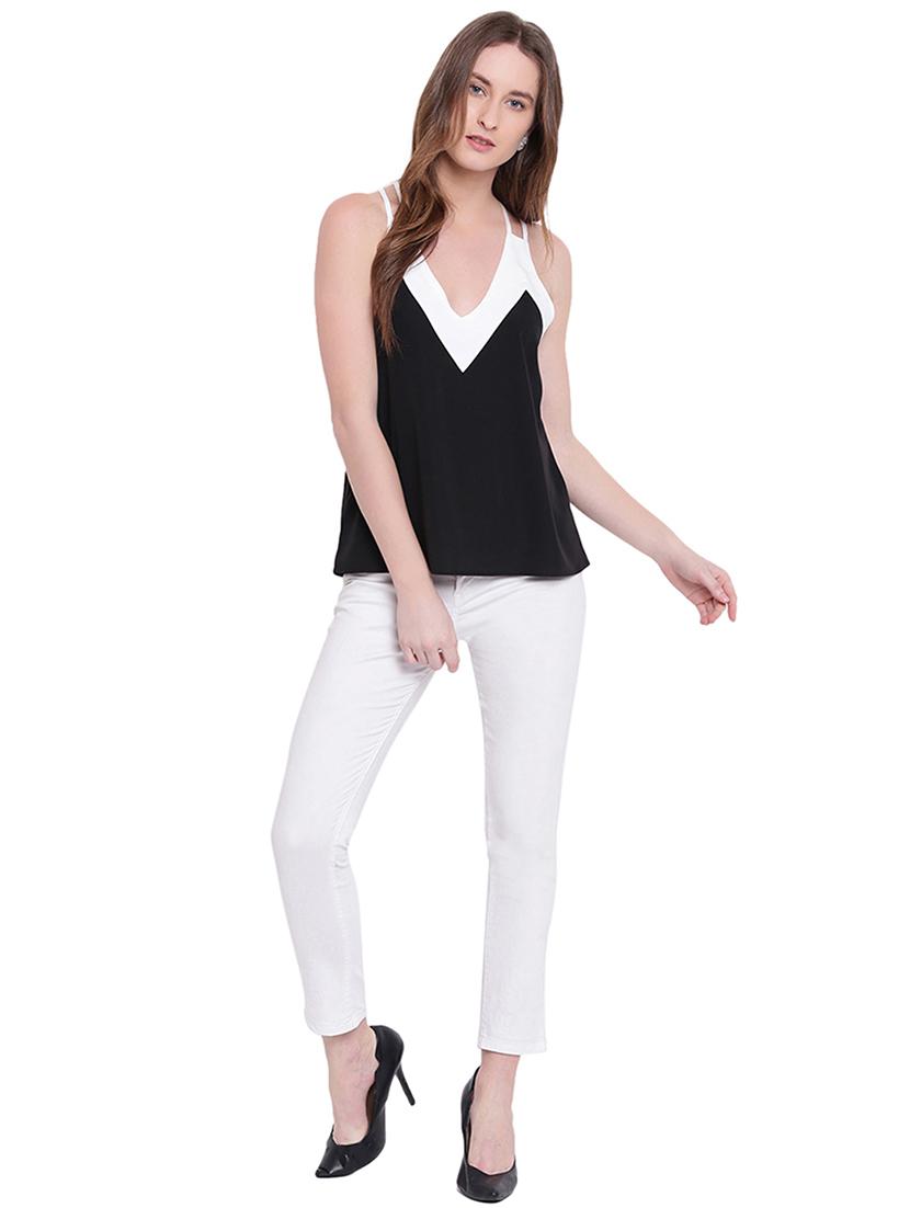 contrast paneled twin strapped top - 15797948 - Zoom Image - 4