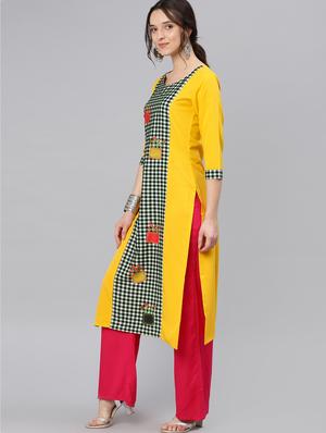 straight checkered kurta - 15797949 - Standard Image - 2