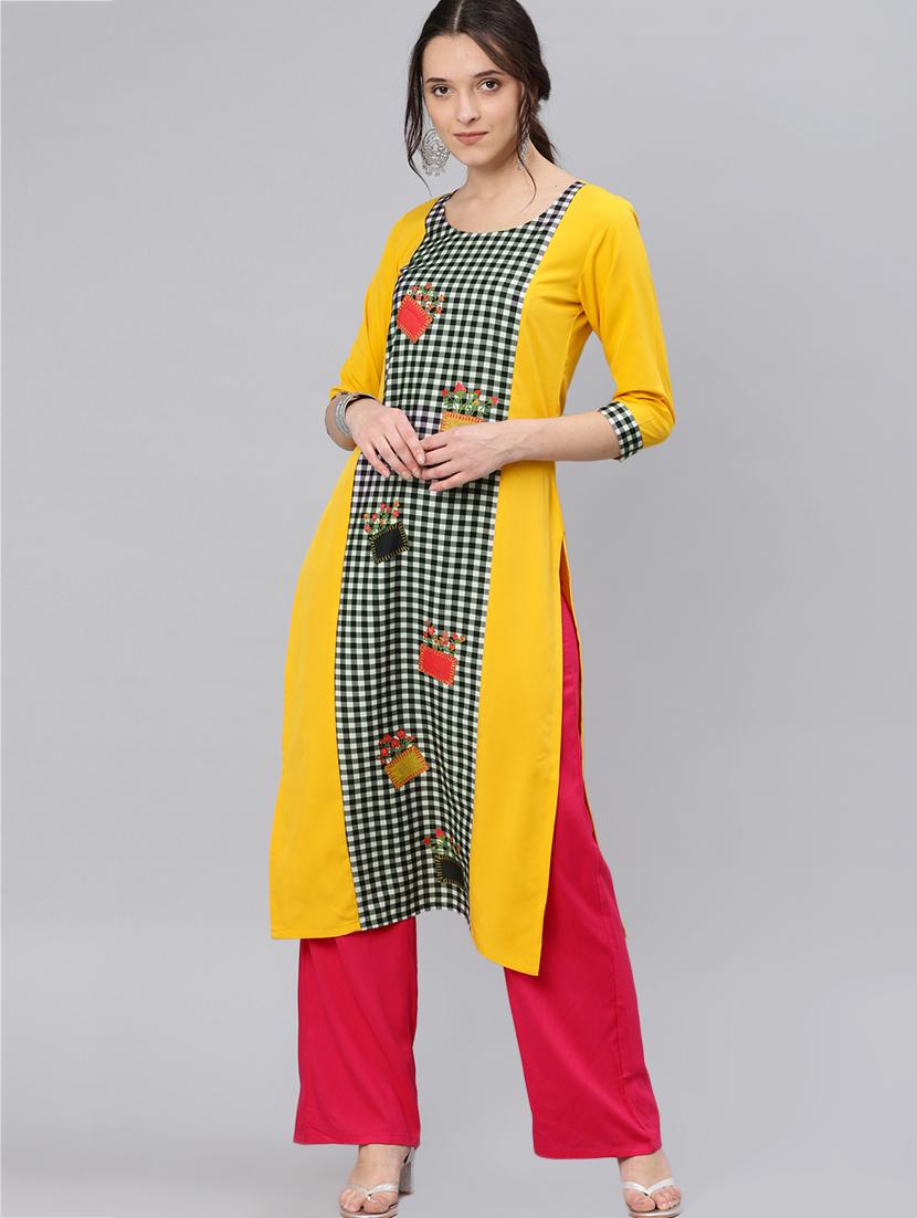 straight checkered kurta - 15797949 - Zoom Image - 1