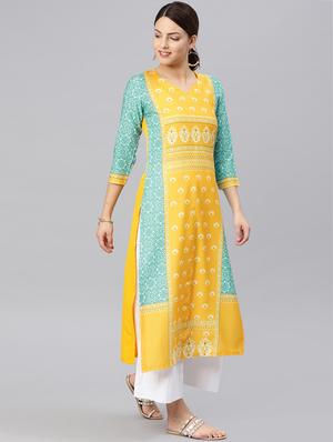 printed straight kurta - 15797950 - Standard Image - 2