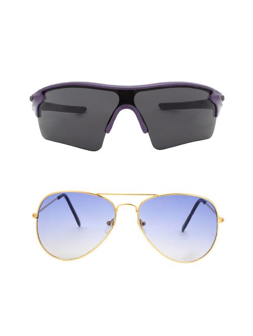 combo of 2 wrap-around & aviator sunglasses- abcom3453 - 15798163 - Standard Image - 1