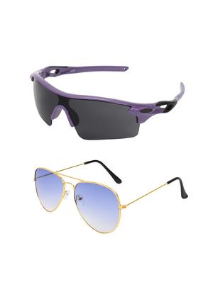 combo of 2 wrap-around & aviator sunglasses- abcom3453 - 15798163 - Standard Image - 2