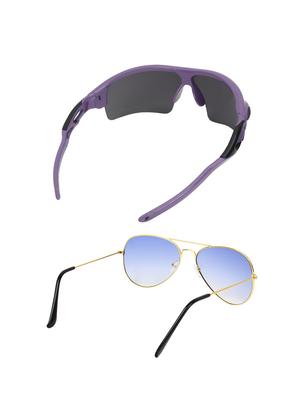 combo of 2 wrap-around & aviator sunglasses- abcom3453 - 15798163 - Standard Image - 3