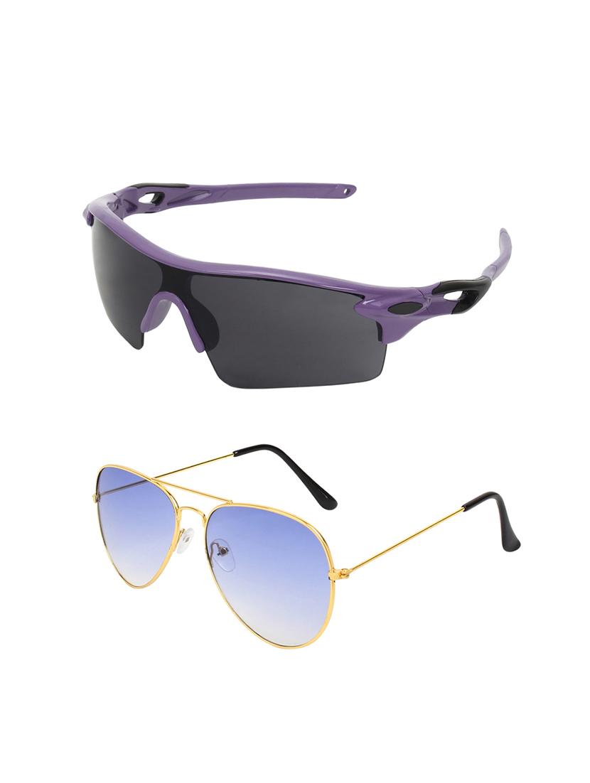 combo of 2 wrap-around & aviator sunglasses- abcom3453 - 15798163 - Zoom Image - 2