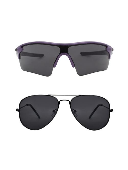 combo of 2 wrap-around & aviator sunglasses- abcom3454 - 15798164 - Standard Image - 1