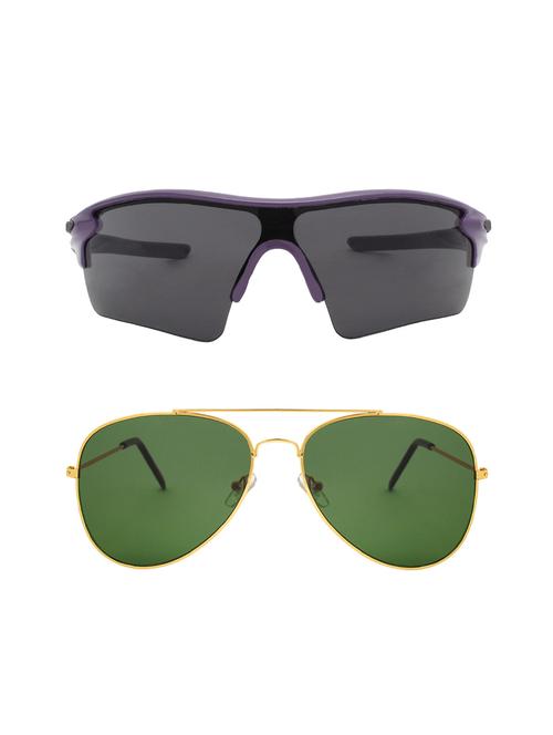 combo of 2 wrap-around & aviator sunglasses- abcom3462 - 15798172 - Standard Image - 1