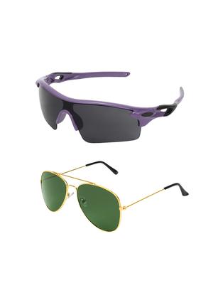 combo of 2 wrap-around & aviator sunglasses- abcom3462 - 15798172 - Standard Image - 2
