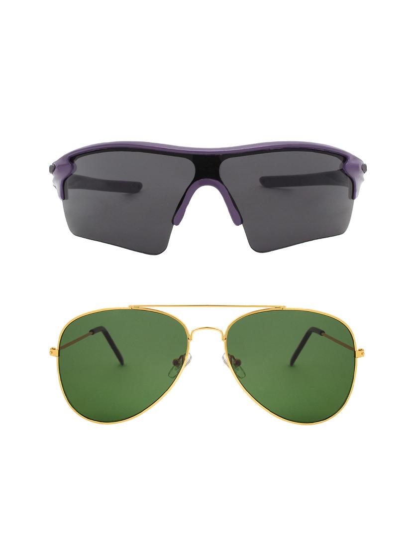combo of 2 wrap-around & aviator sunglasses- abcom3462 - 15798172 - Zoom Image - 1