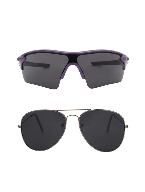 combo of 2 wrap-around & aviator sunglasses- abcom3464 - 15798174 - Standard Image - 1