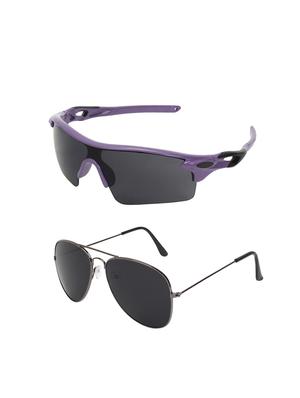 combo of 2 wrap-around & aviator sunglasses- abcom3464 - 15798174 - Standard Image - 2