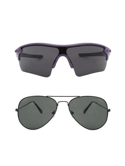 combo of 2 wrap-around & aviator sunglasses- abcom3465 - 15798175 - Standard Image - 1