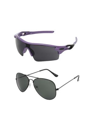 combo of 2 wrap-around & aviator sunglasses- abcom3465 - 15798175 - Standard Image - 2