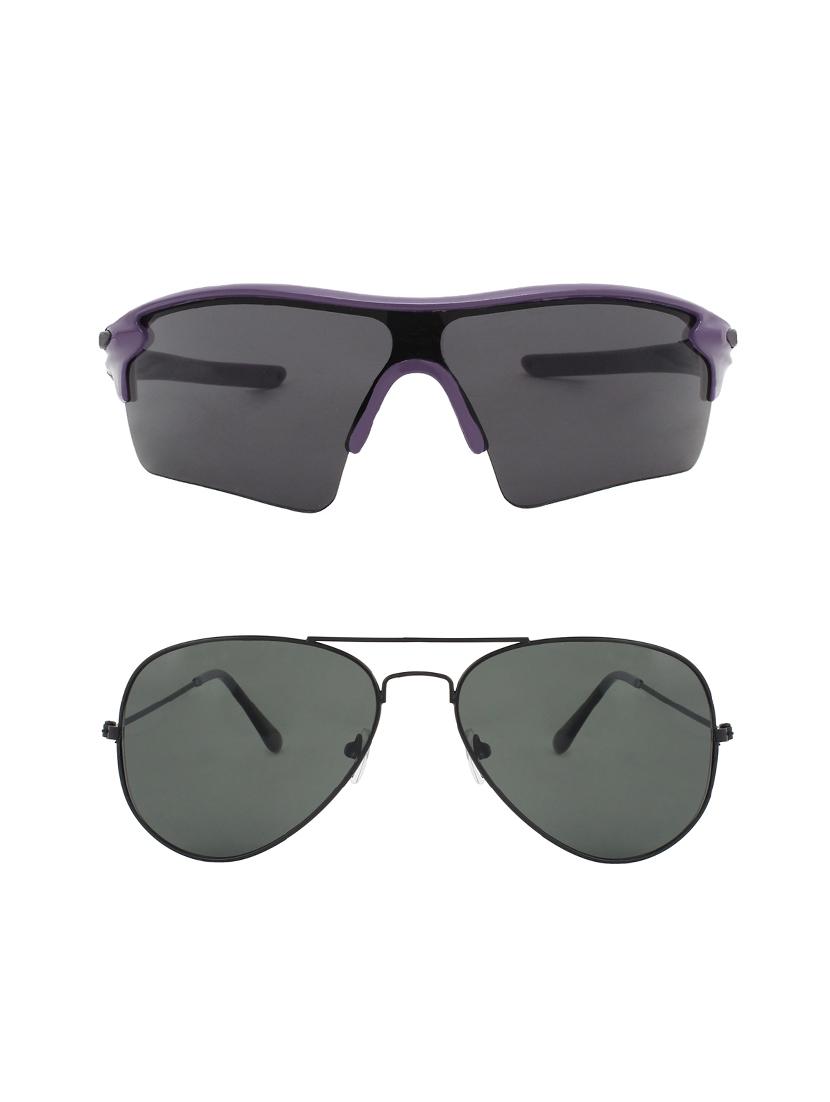 combo of 2 wrap-around & aviator sunglasses- abcom3465 - 15798175 - Zoom Image - 1