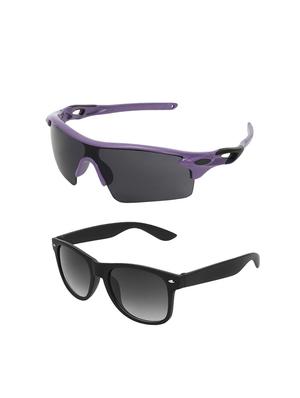 combo of 2 wrap-around & wayfarer sunglasses- abcom3468 - 15798178 - Standard Image - 2