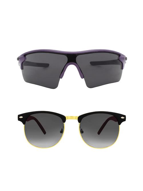 combo of 2 wrap-around & clubmaster sunglasses- abcom3470 - 15798180 - Standard Image - 1